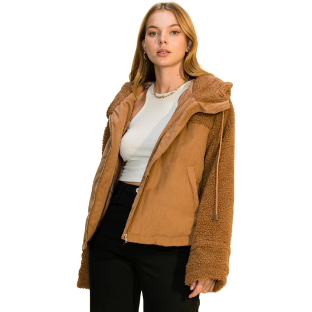 HYFVE Sherpa Shearling Mixed Puffer Jacket HF22A263 Medium